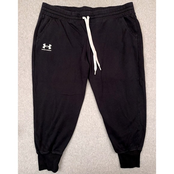 Under Armour Rival Fleece Jogger Sweatpants Women's 3X‎ Black Loose Stretch Plus - Picture 1 of 9